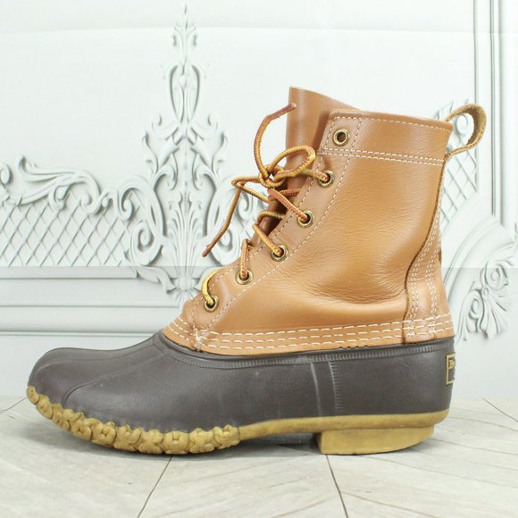 L.L. Bean Shoes - LL Bean Brown Leather Lace Up Unlined  Duck Boots Size 7 Narrow